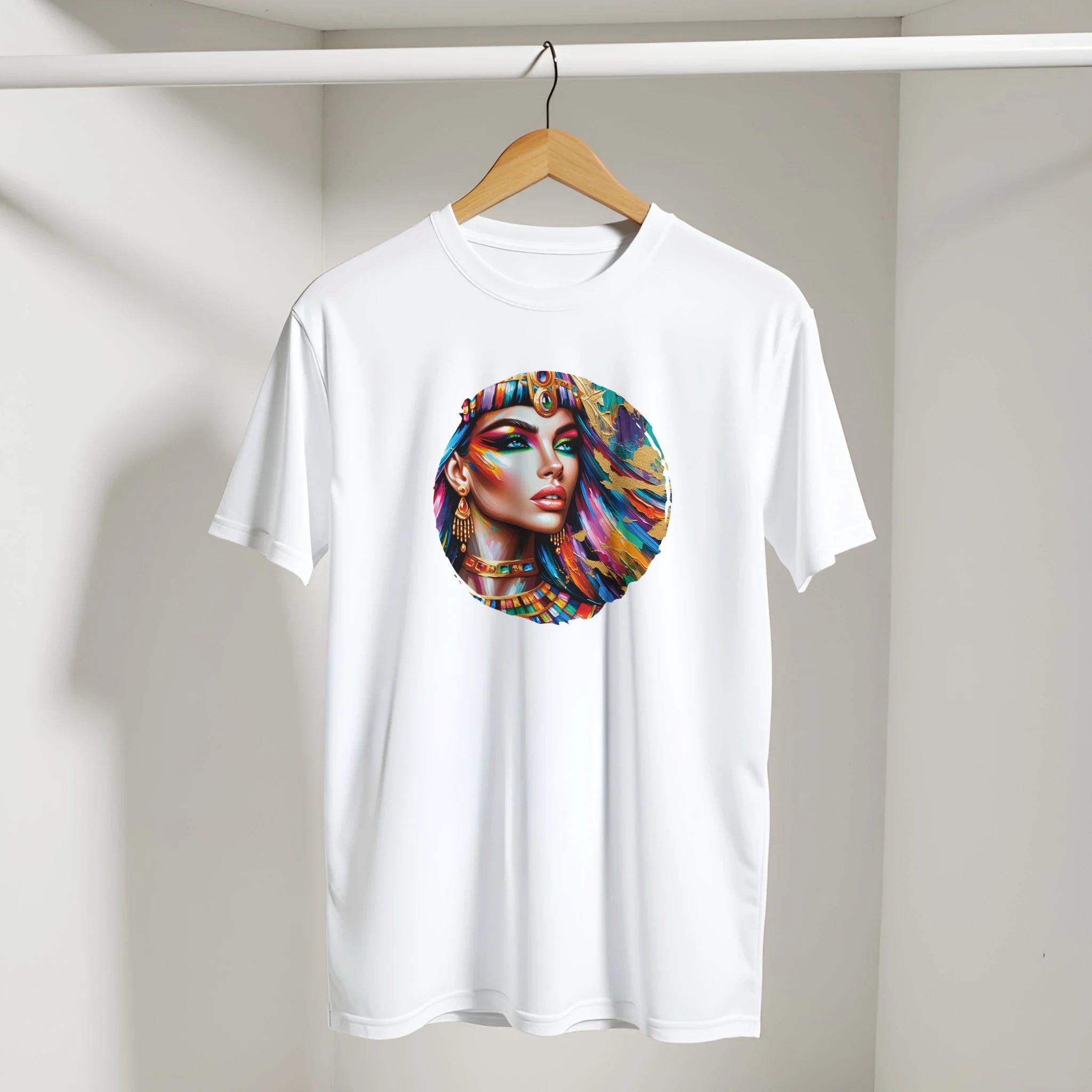 Cleopatra Arabic Tee in White, Arabic graphic design by Cairo NYC